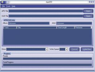 Ape2CD main screen